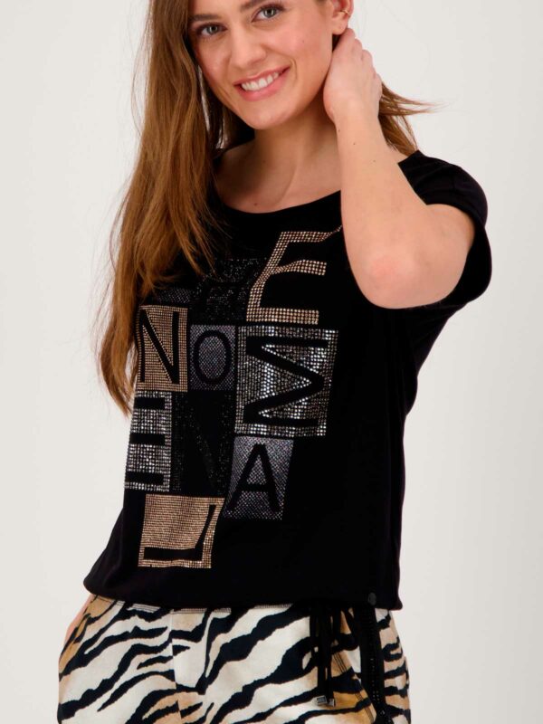 Camiseta de punto y mensaje strass - MONARI - Imagen 3