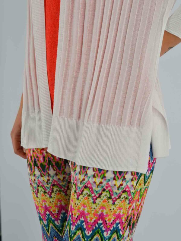 Cárdigan blanco con canalé - KILT - Imagen 3