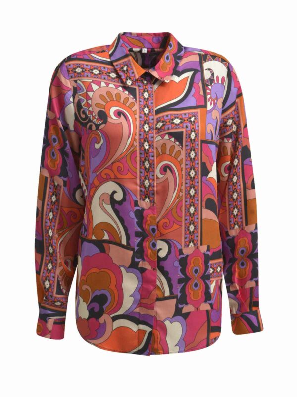 Blusa ligera estampado tonos morados y naranjas - MILANO - Imagen 4