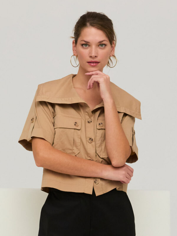 Camisa camel con solapas grandes - CIVIT