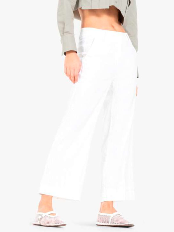 Pantalón de lino tobillero ancho blanco CALIFORNIA - CAMBIO