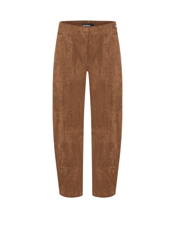 Pantalón tobillero ancho canela con cintura elástica OPHELIA - CAMBIO