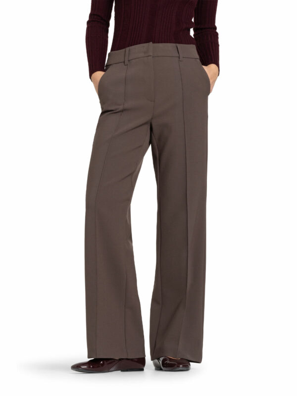 Pantalón ancho con nervio marrón AMELIE - CAMBIO