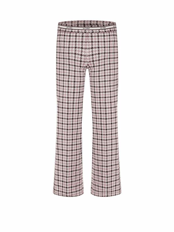Pantalón punto tobillero acampanado estampado rosa FAITH - CAMBIO