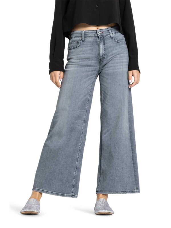 Jeans tobillero ancho gris PALAZZO CROPPED - CAMBIO