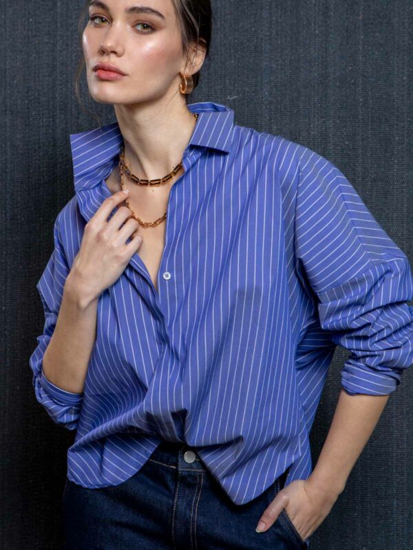 Blusa azul con rayas blancas LUCY - TROVELS