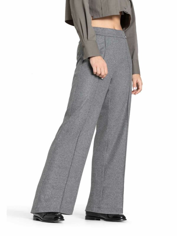 Pantalón de punto ancho acampanado gris AVA - CAMBIO